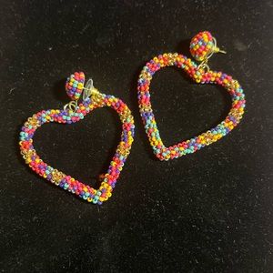 Two pairs of heart shaped seed bead earrings NWT
